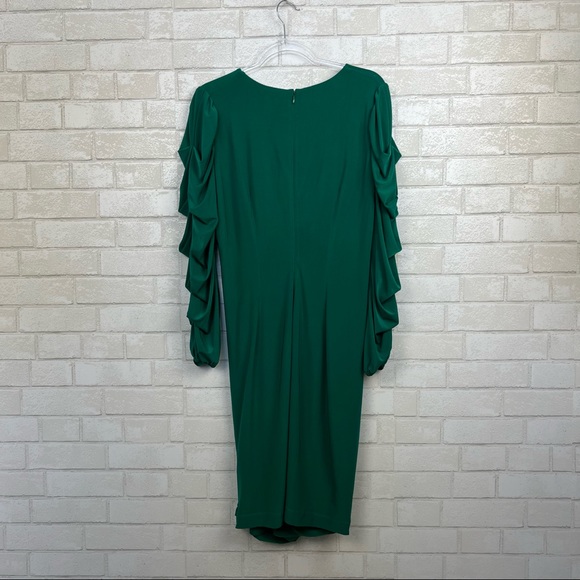 Monif C Gathered Sleeve Faux Wrap Bianca Green Dress Women's Size 1x NEW - Picture 3 of 9